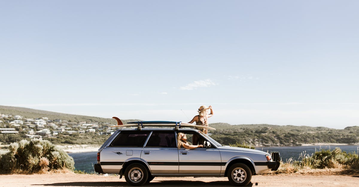 Do I need a vehicle rental to explore Miami FL? - Unrecognizable tourists looking out of car on rough road