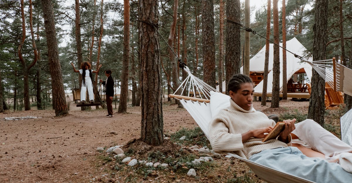 Do I need to book in advance in French camping parks? - Man in a Sweater Reading a Book while Lying on a Hammock