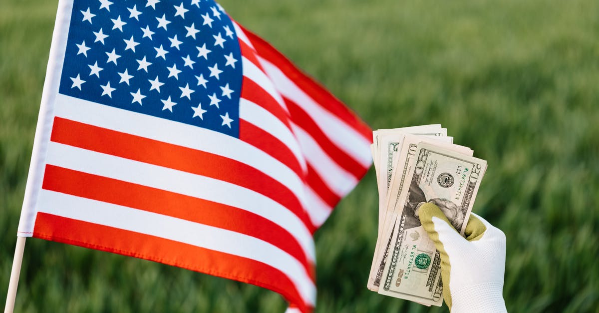 Do I need to show return tickets at the airport in the US with ESTA as a German? - American flag and crop unrecognizable person with pile of dollars