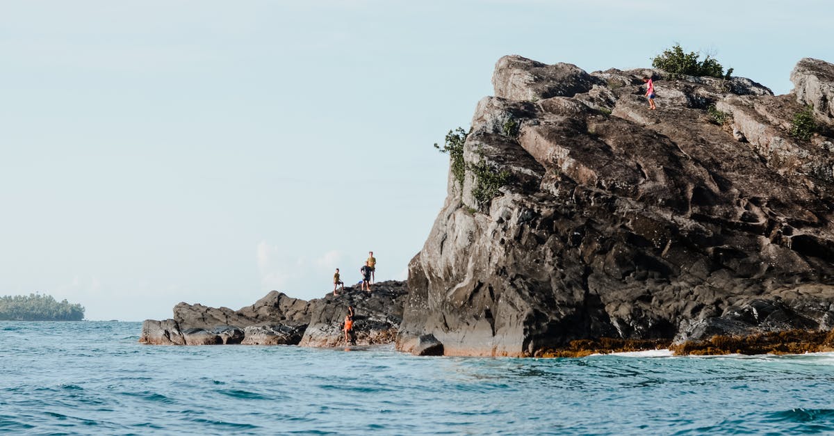 Do people travel to the Senkaku (Diaoyu) Islands? - People Swimming on Sea Near Rocky Mountain