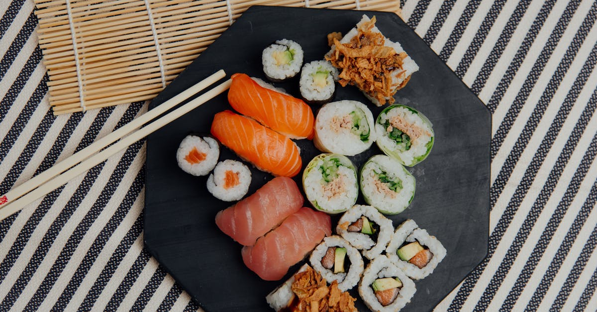 Do they serve sushi on flights? - Plate with sushi rolls near chopsticks