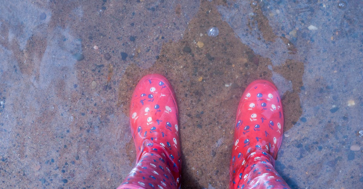 Do you need rain boots for June in Paris? - Person Wearing Pink Knee-high Rain Boots Standing on Brown Floor