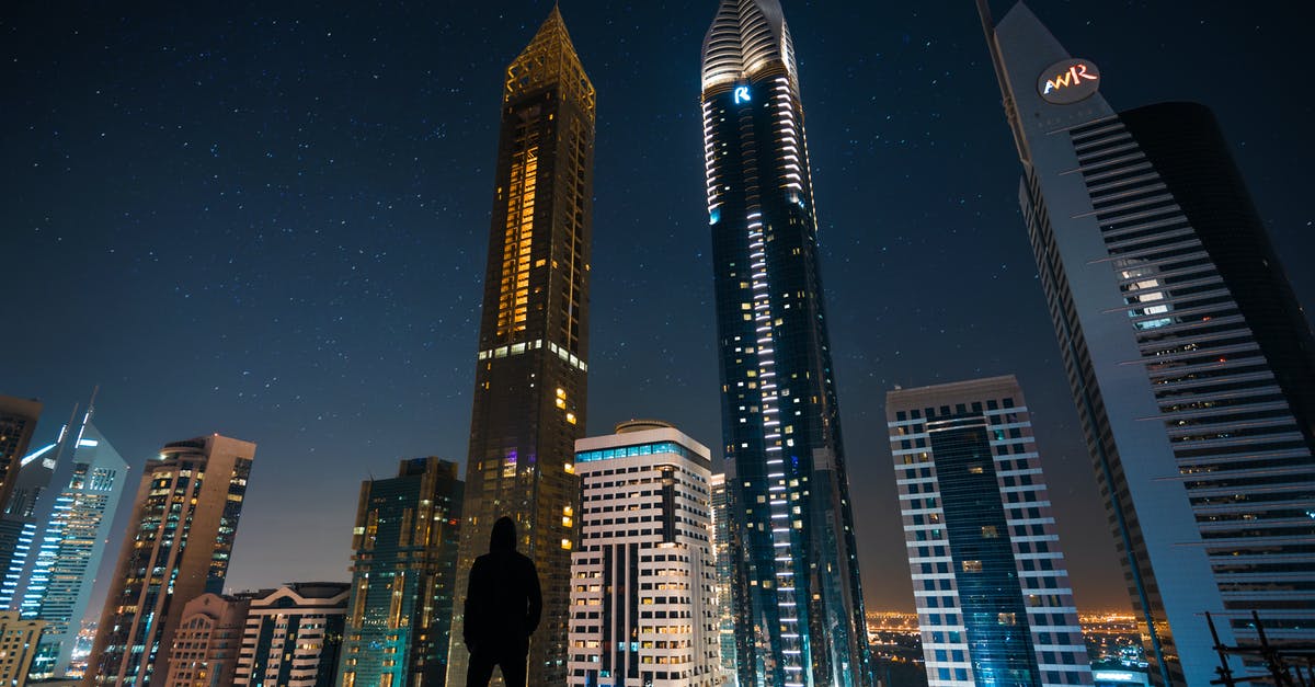 Does the Yagmur Continental hotel in Dubai really exist? - Man Standing in Assorted Building String Light during Night Time