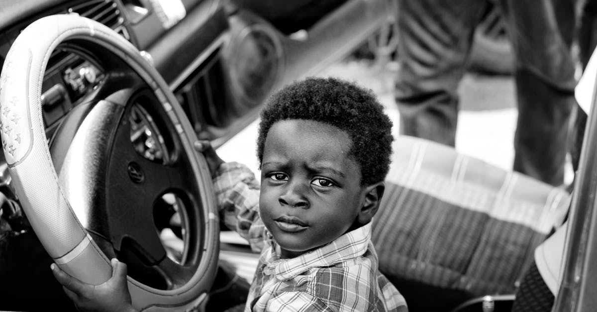 Driving in California with a foreign driver license [closed] - Grayscale Photo of Boy Riding Car