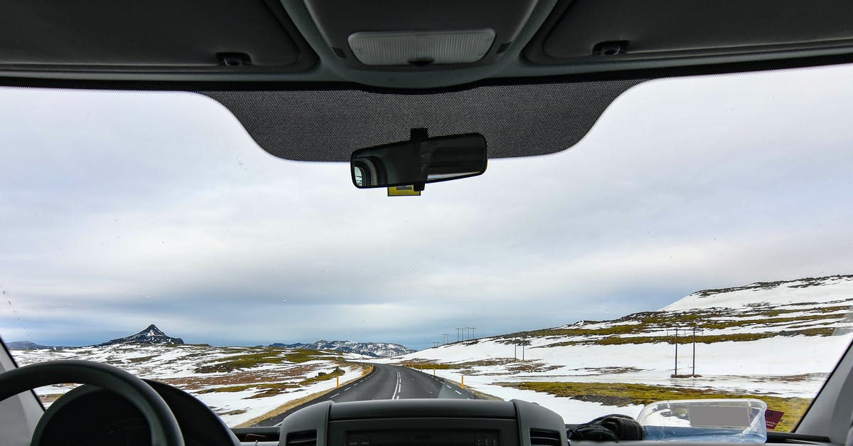 Driving time around Iceland - Vehicle in Between Snow Covered Field