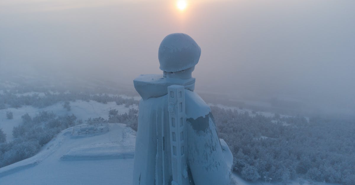 Drone in Russia - White Snow Covered Mountain