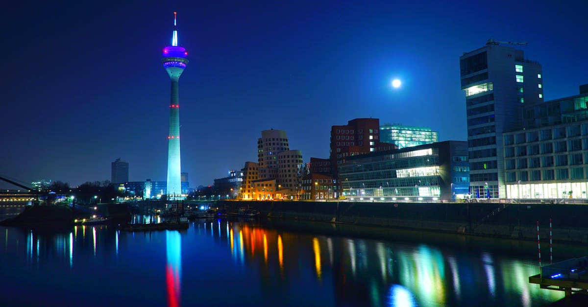 Dusseldorf Weeze Airport to Stuttgart by night - Rheinturm