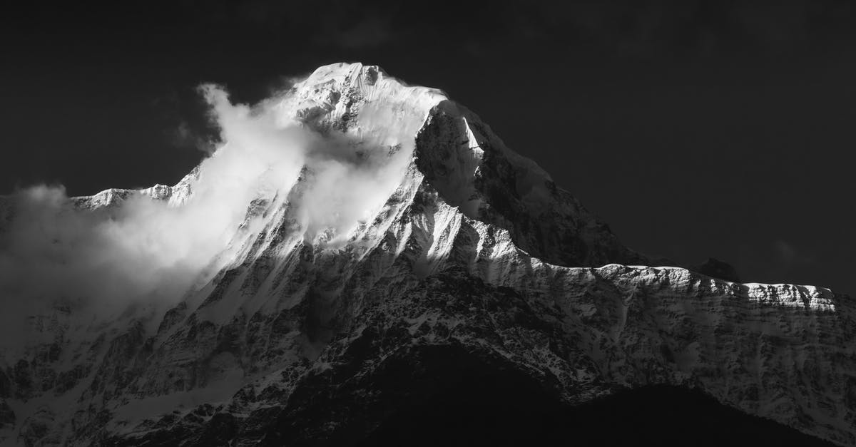 Easily accessible snow in Nepal - Grayscale Photography of Mountain