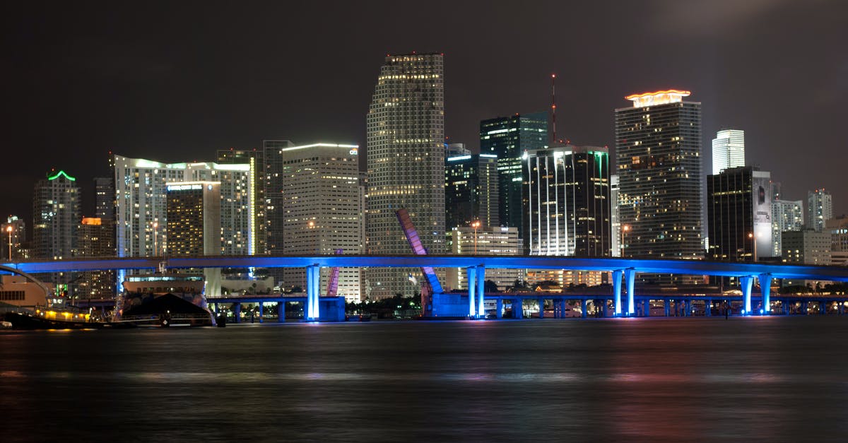 Electronic road tolls (cashless) in Florida - High-rise Buildings during Nighttime