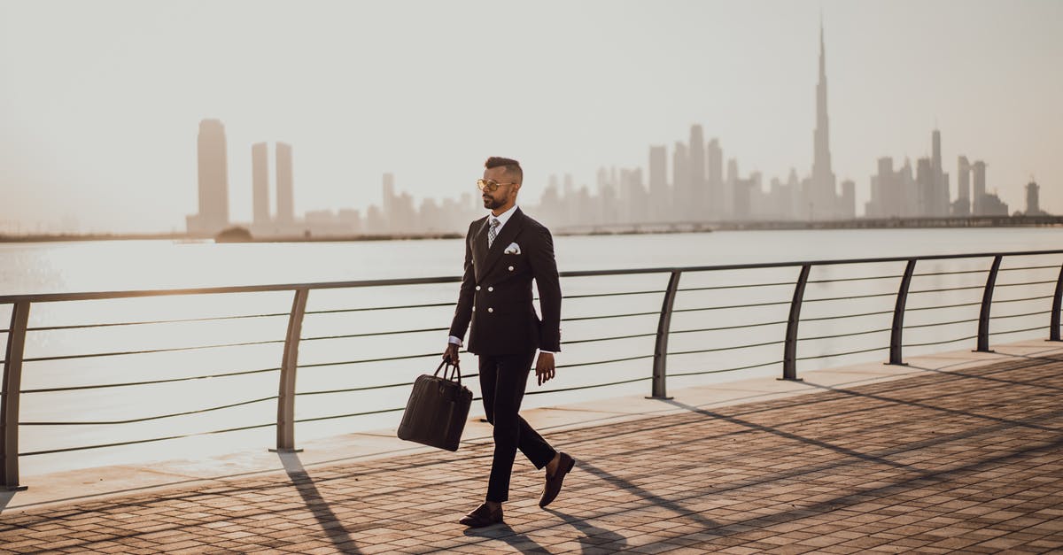 Elevated viewpoint to photograph Burj Khalifa, Dubai - Man Walking on Pavement While Holding a Bag