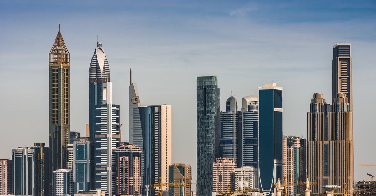 Emirates Dubai to Washington DC - PlayStation 4 on carry-on - Panorama of City Skyline in Dubai Emirates