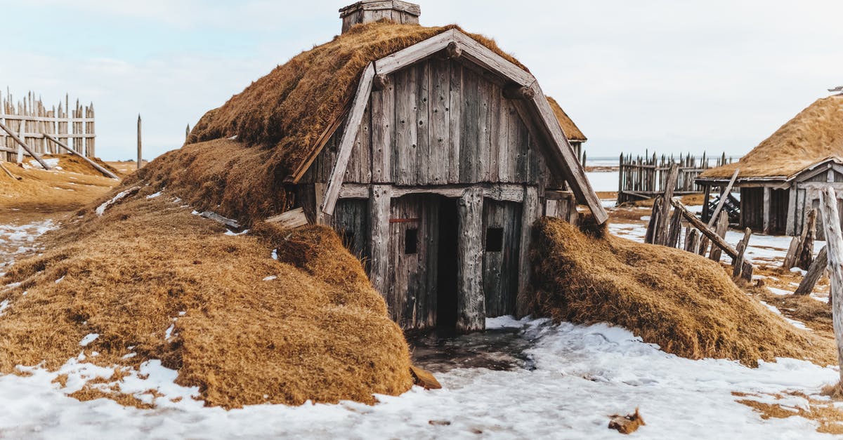 Entry in North Cyprus on Valid Single Schengen visa [duplicate] - Shabby wooden house with grass covered roof in snowy terrain with forgotten village