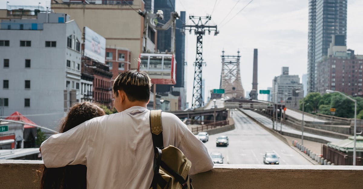 Experience of US CBP as solo traveler [closed] - Unrecognizable couple hugging and enjoying New York City views