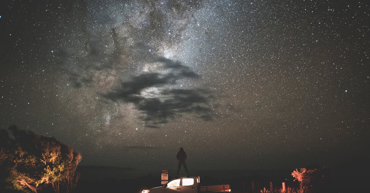 Explore Alps without a car - Traveler standing on car at starry night