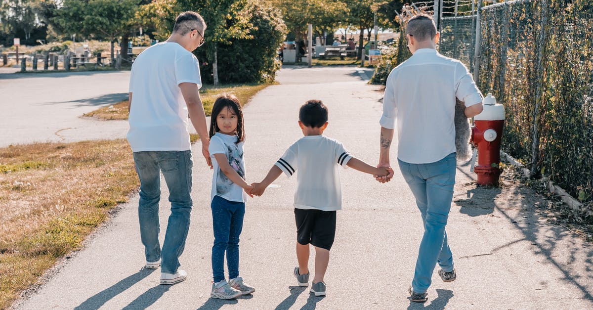 Extended travel with family members of mixed citizenship [closed] - Back View of a Family Holding Each Other's Hands while Walking on the Sidewalk