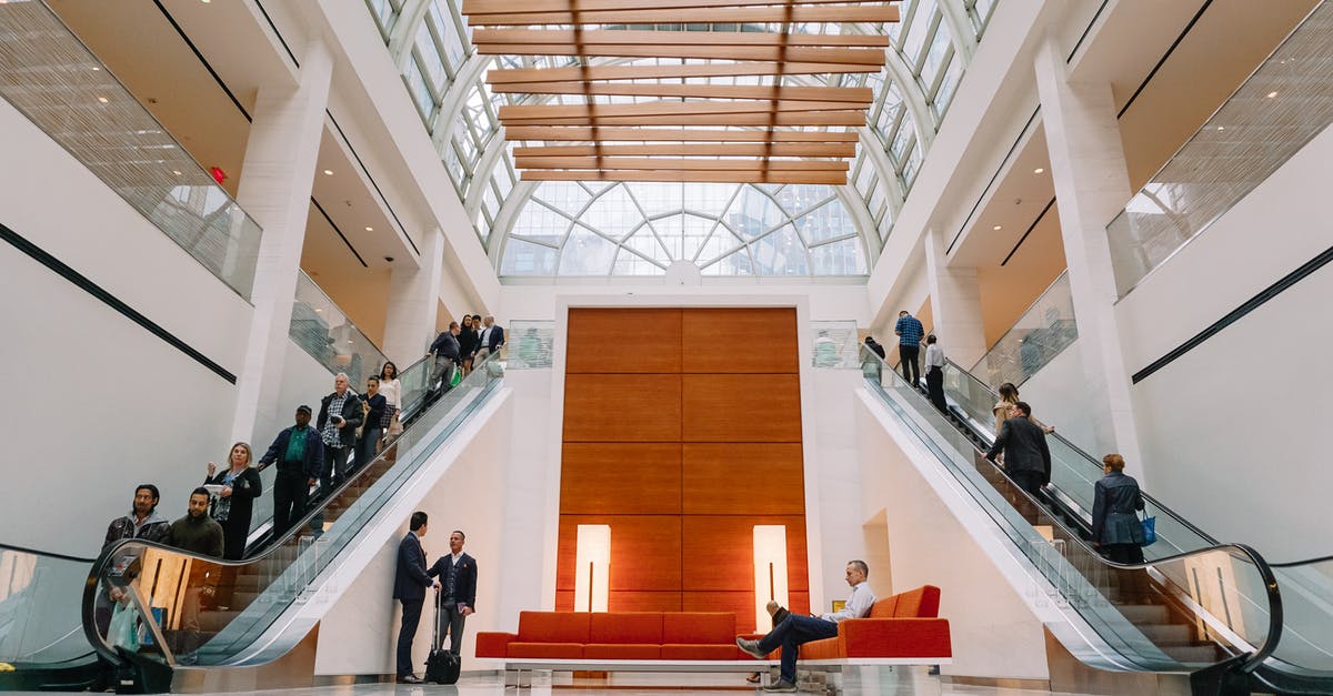 Fastest public elevator in the world - People on escalators in mall