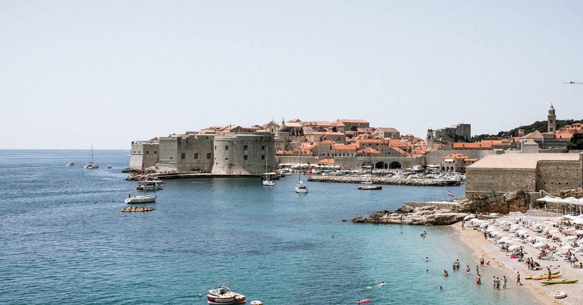 Finding Undisclosed Restaurants on the Adriatic Coast - Old stone fortress on shore with unrecognizable travelers against sea