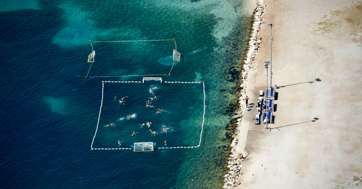 Finding Undisclosed Restaurants on the Adriatic Coast - Aerial View of People Playing the Water Polo on a Beach in Omis, Dalmatia, Croatia