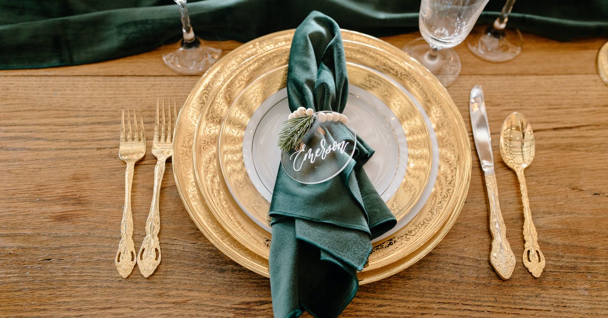 First name put as Surname/ Family Name on passport - Table setting with elegant tableware and personalized napkin ring