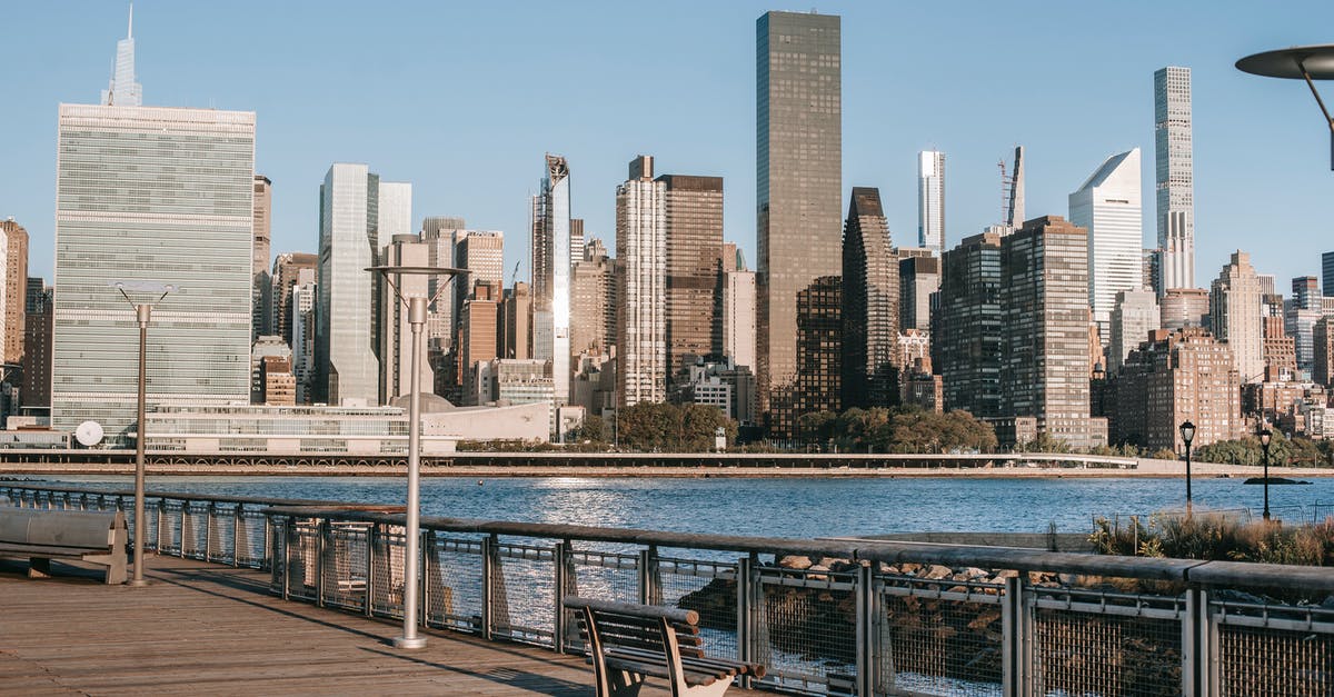 Flea markets in the New York City area - Modern embankment with view on contemporary megapolis