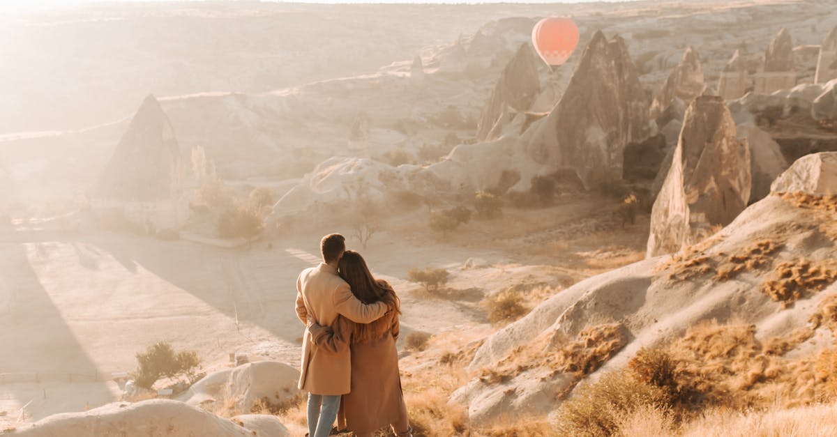 Flying from Halifax via London to India and back from Jeddah - Back View of a Couple Looking at a Hot Air Balloon Flying