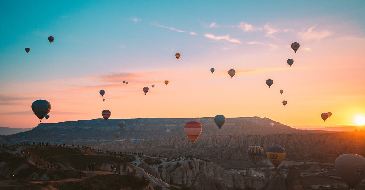 Flying to, but not entering, Turkey without passport - Hot Air Balloons Flying over the Mountains