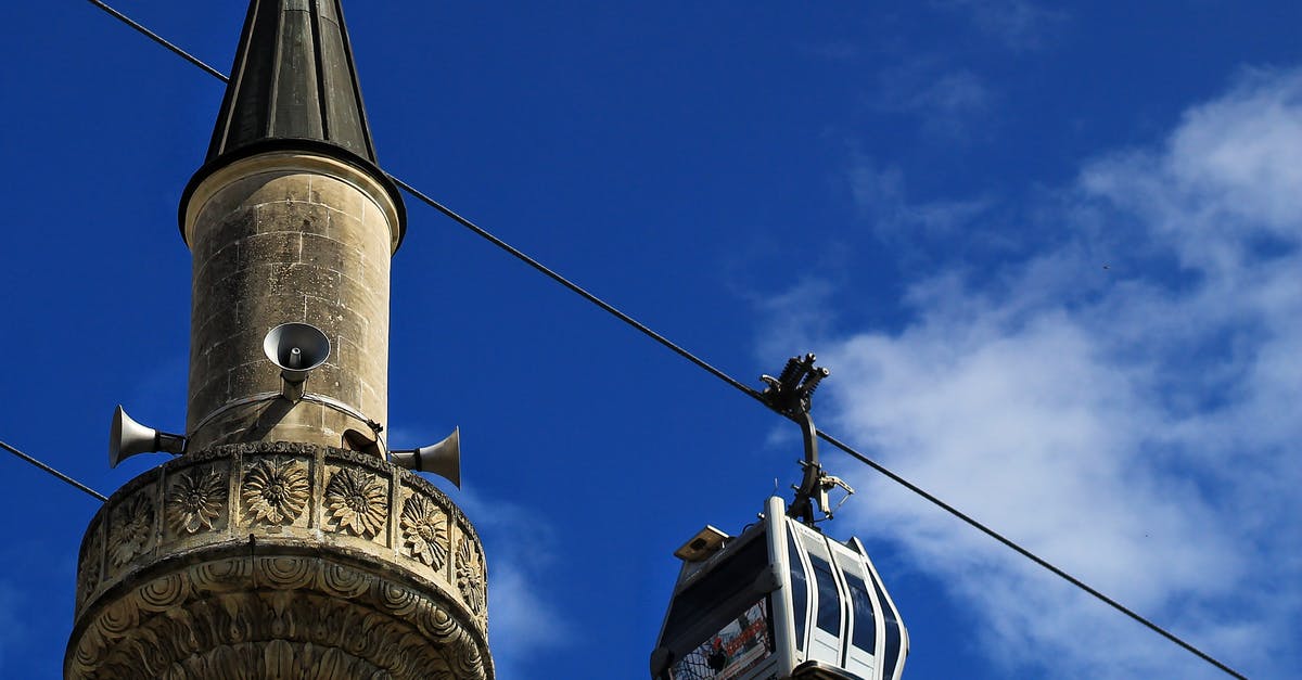 From Europe to Australia by car [closed] - Old tower and funicular against cloudy blue sky