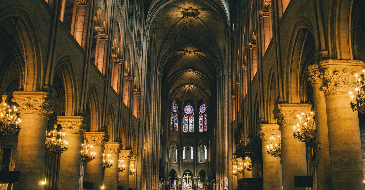 From Paris to Saint-Malo at night - Brown Concrete Church Interior