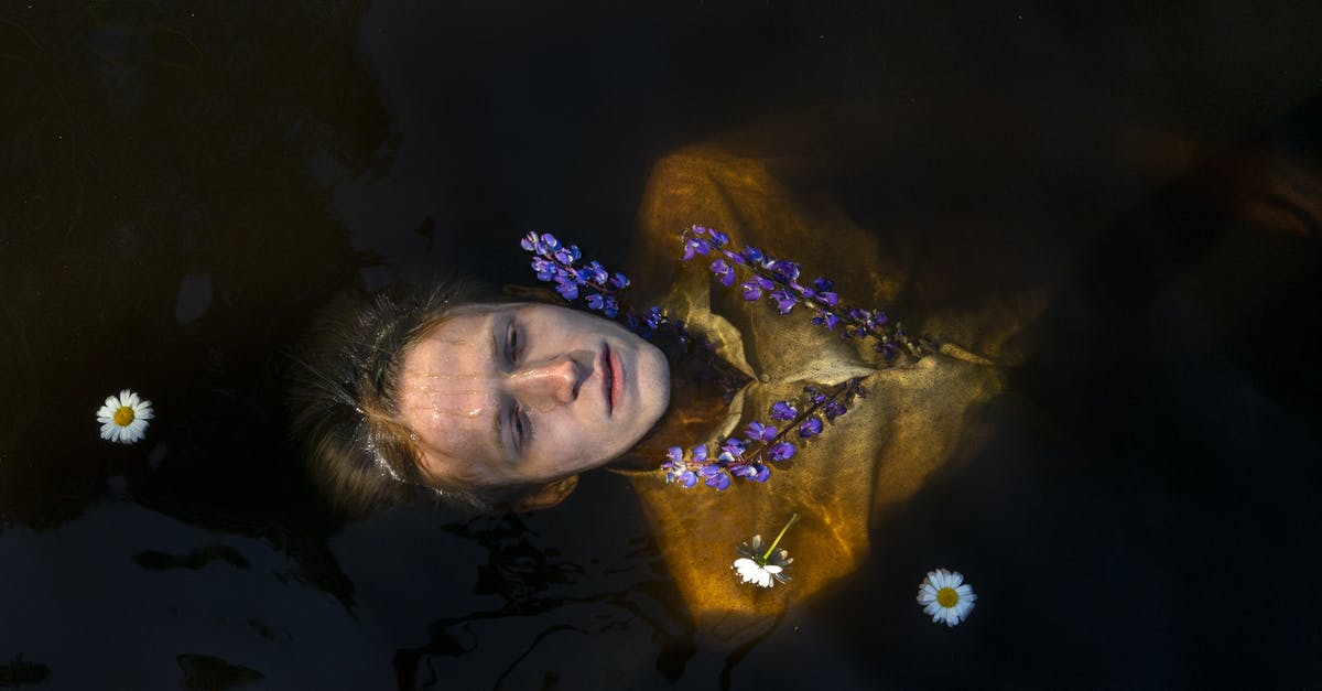 Germany, Thuringia, Inselsberg visible from Bavaria, Coburg? - Man lying on water with flowers