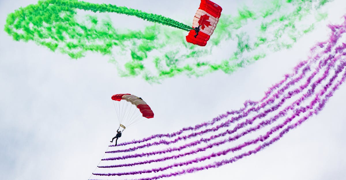 Getting from Canada to Greenland without flying [duplicate] - Two People riding Parachute