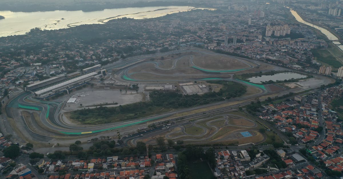 Getting into Brazil with an onward ticket from another country - Aerial view of autodrome between residential buildings and river in Brazil in daylight