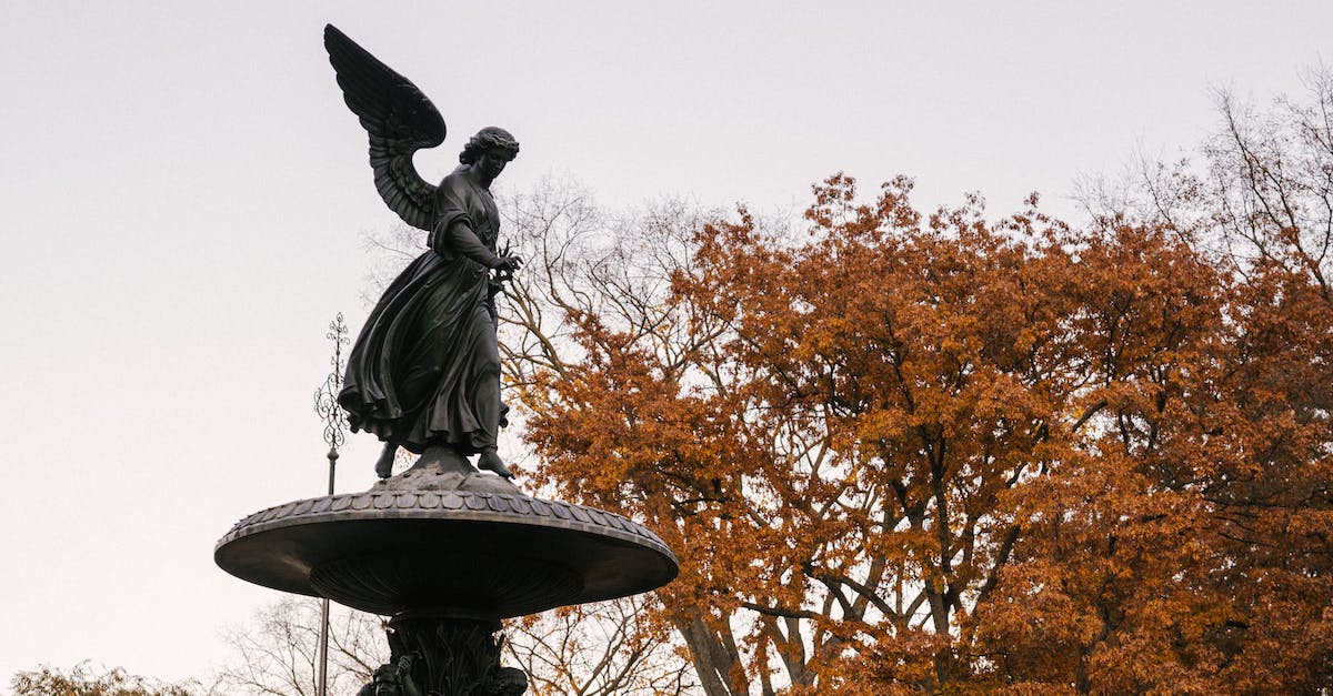 Getting to Terelj National Park from Ulaanbaatar, Mongolia - From below of famous Angel of the Waters statue of Bethesda Fountain placed in Central Park in New York City in autumn time