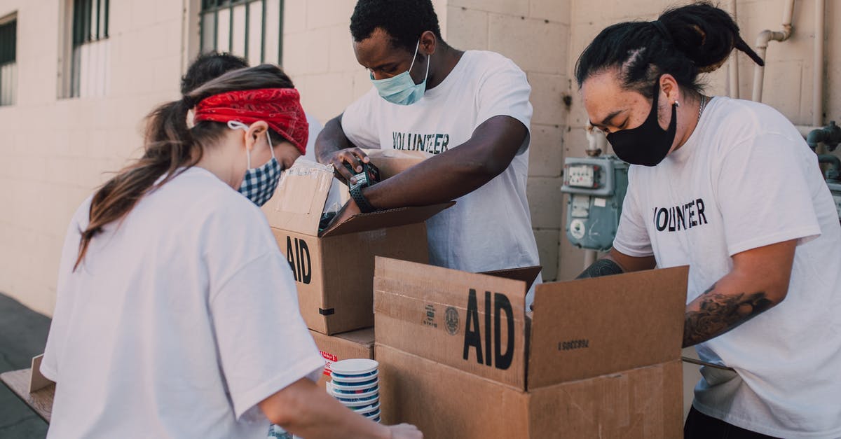 Giving First Aid in the USA - A Group of Volunteers Boxing Relief Good