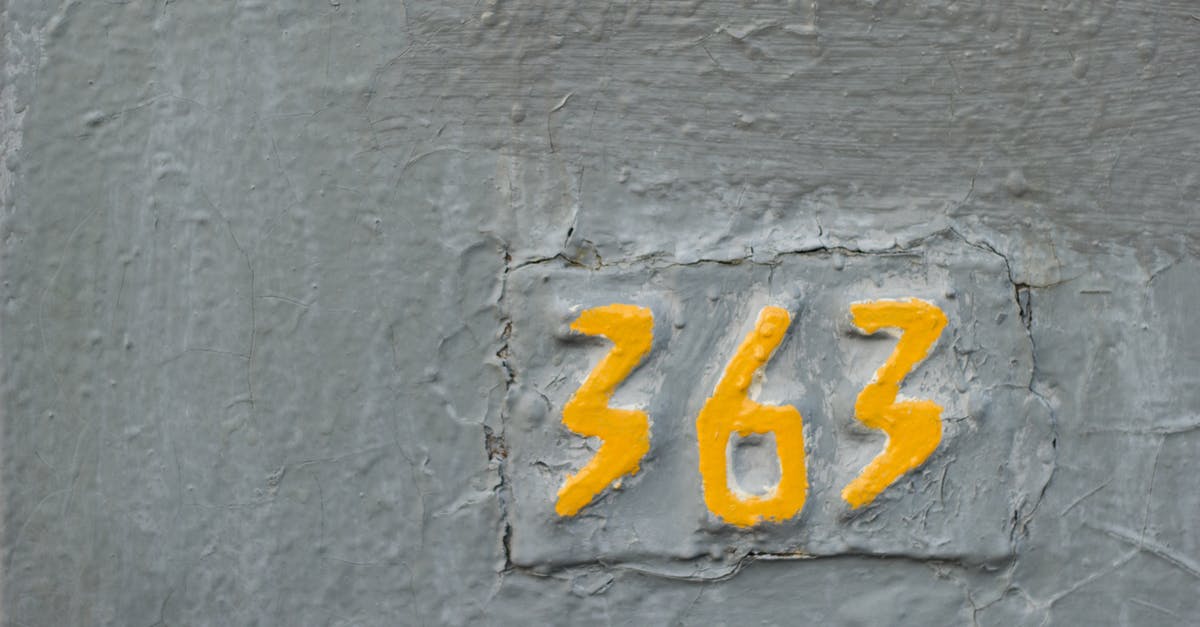 Global Entry with Foreign Address in Foreign Language - Painted yellow numbers 363 on cracked gray wall