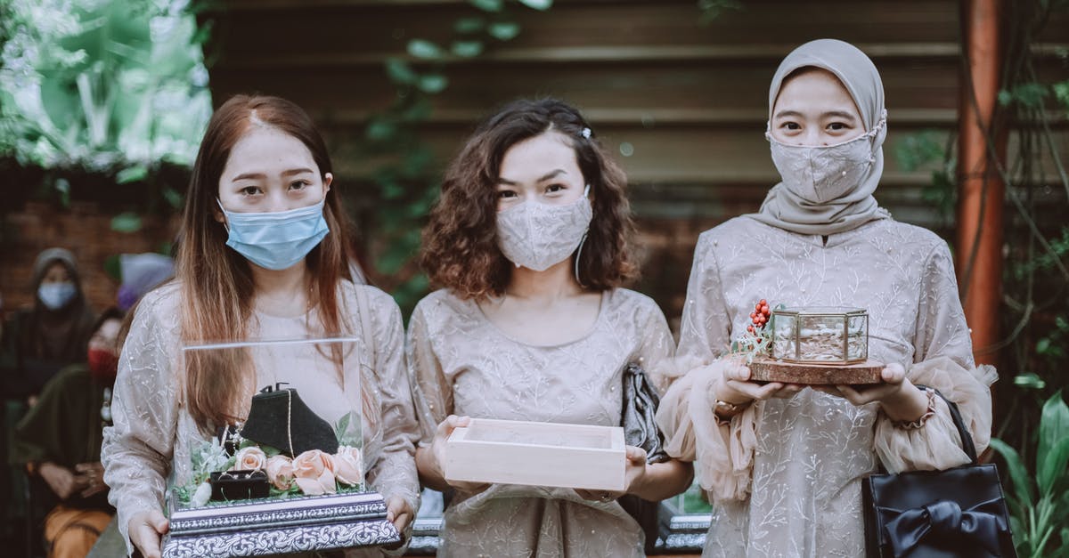 Guests at a motel - Women in Face Masks Holding Wedding Gifts