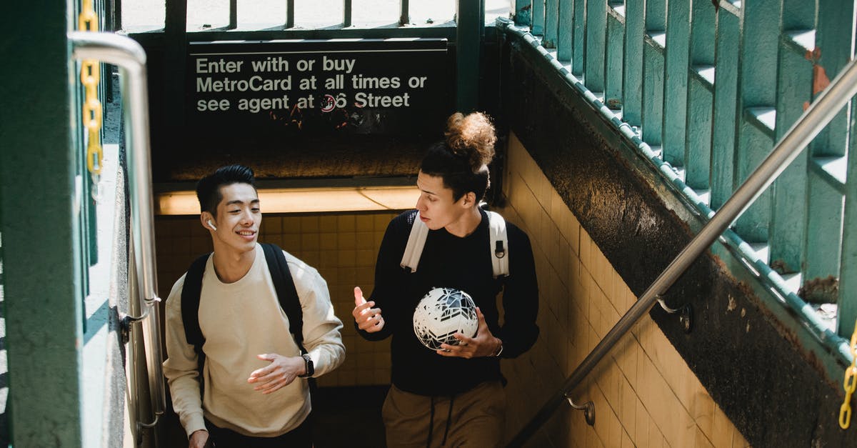 Heathrow Customs - "Arrivals from the EU" exit - Young students chatting while leaving subway