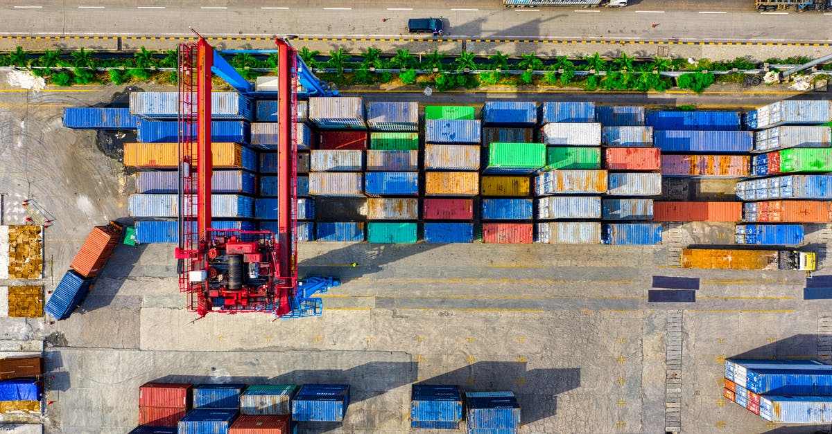 Heathrow Customs - "Arrivals from the EU" exit - aerial view of containers