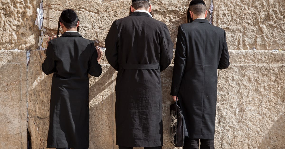 Hebrew language class in Israel - Anonymous religious Hasidim Jews during pray near Western Wall