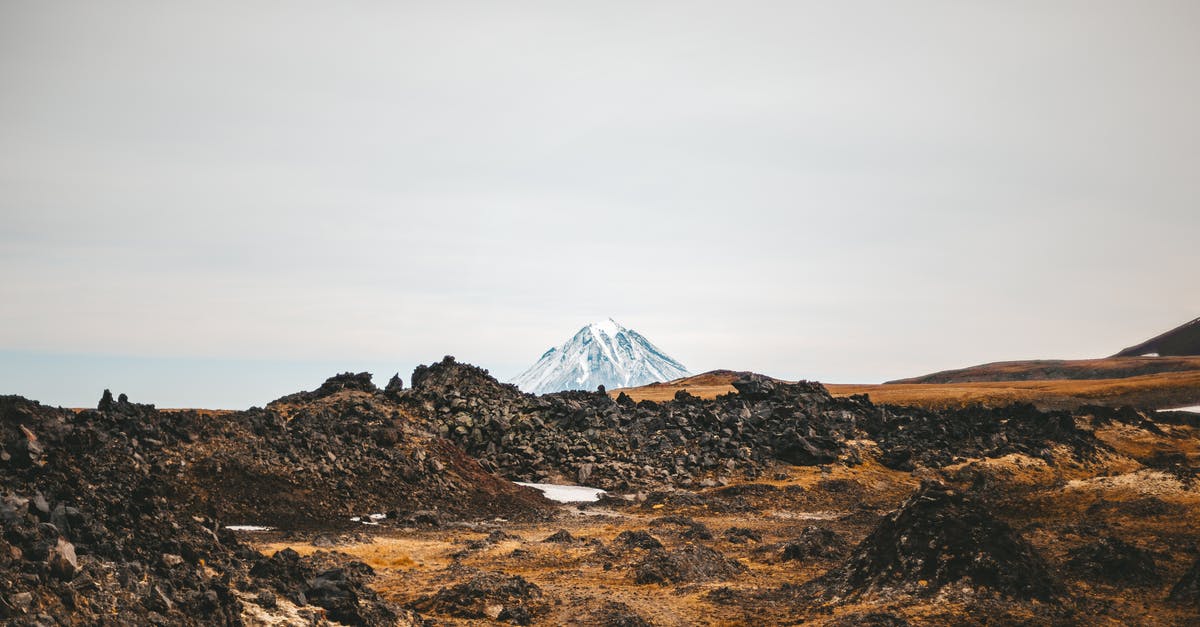 Hiking across Iceland - Mountainous valley under cloudy gray sky