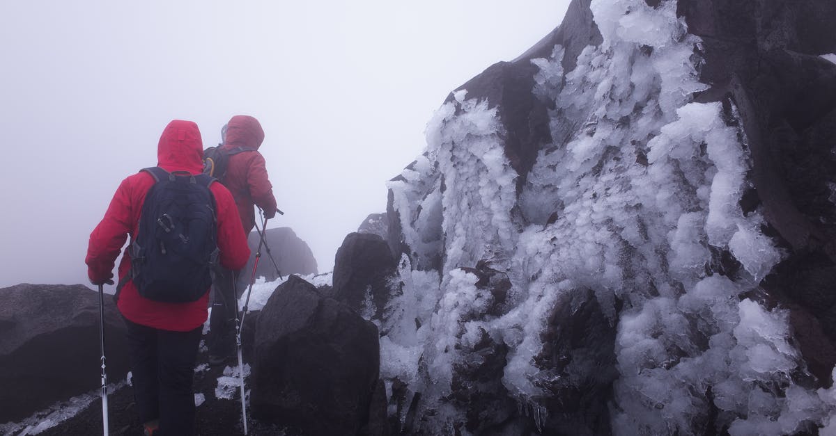 Hiking Mount Fuji in the off season - Hikers in Red Jacket