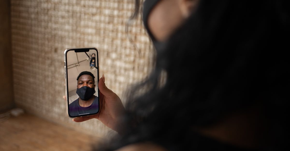 How is Venice during COVID times? - Back view of crop anonymous female talking to ethnic male beloved in fabric mask during video call on cellphone