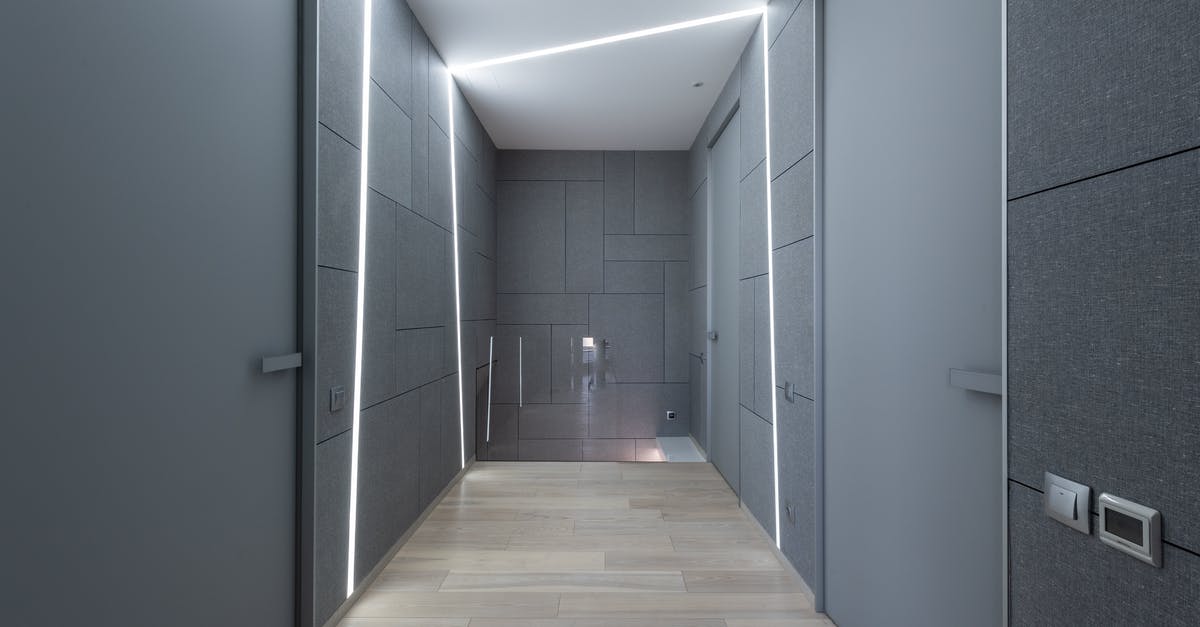 How long does it take for a Global Entry application to be approved? - Interior of contemporary hallway of creative space with parquet and gray walls with doors and modern bright illumination on ceiling and walls
