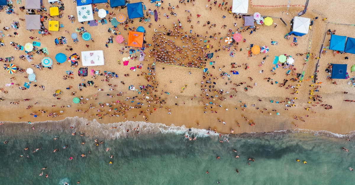 How many beaches are suitable for swimming in Cebu City? - Crowded ocean seashore from drone