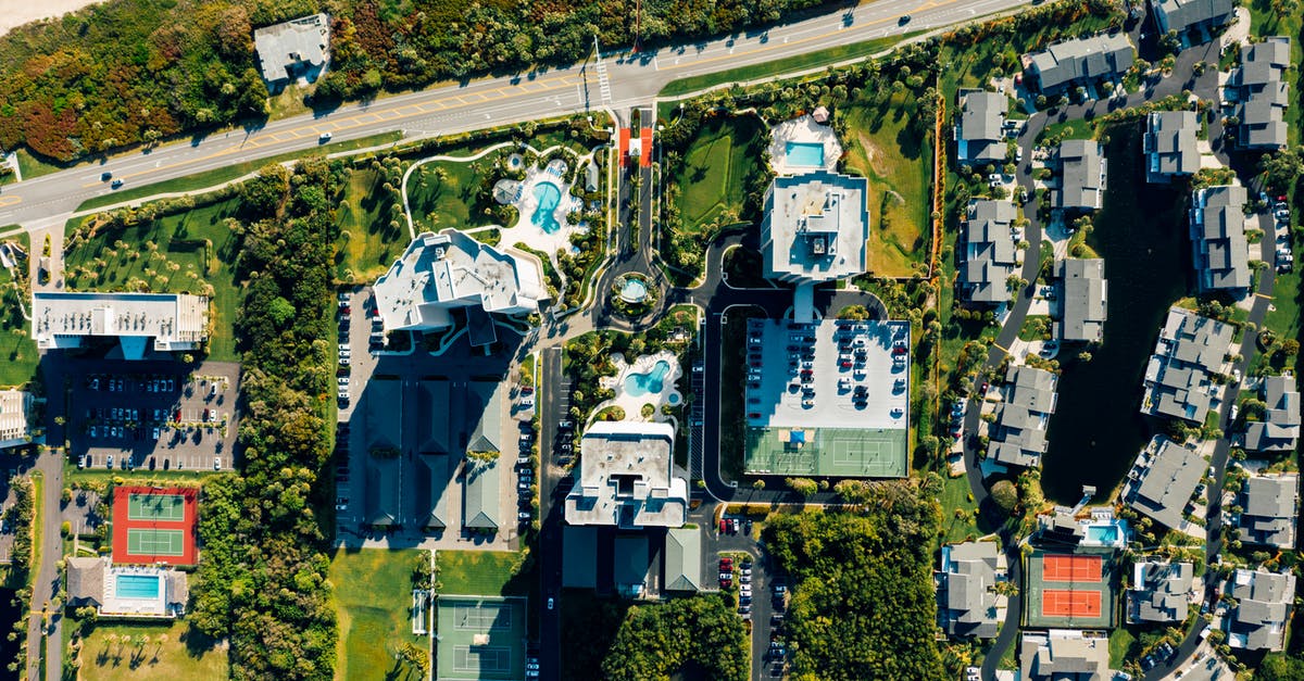 How many cars/day pass over route F35 Kjölur in September? - Aerial view of residential buildings near road in small town