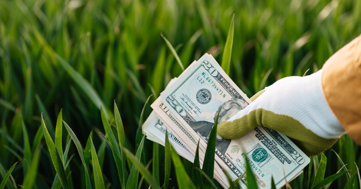 How many tents per campsite in US national parks? - Crop faceless grower in garden gloves demonstrating heap of paper money with photo of unrecognizable person and numbers near growing lush grass