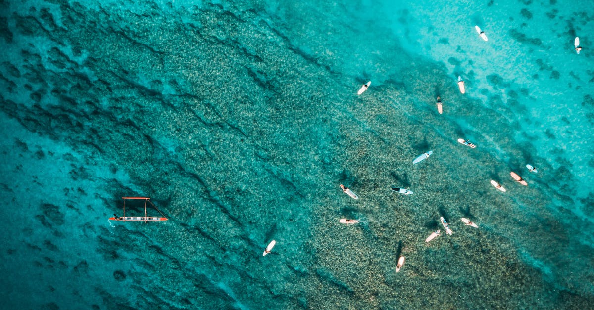 How much is a boat trip from Venezuela to Trinidad? - Picturesque aerial view of various boats floating in clear turquoise ocean with coral reefs on bottom