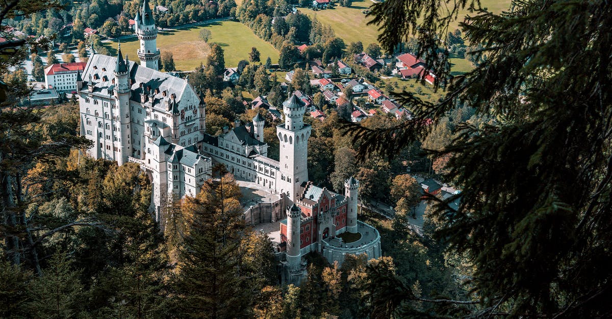 How much scaffolding is currently on Neuschwanstein Castle? - Aerial Shot of a Castle