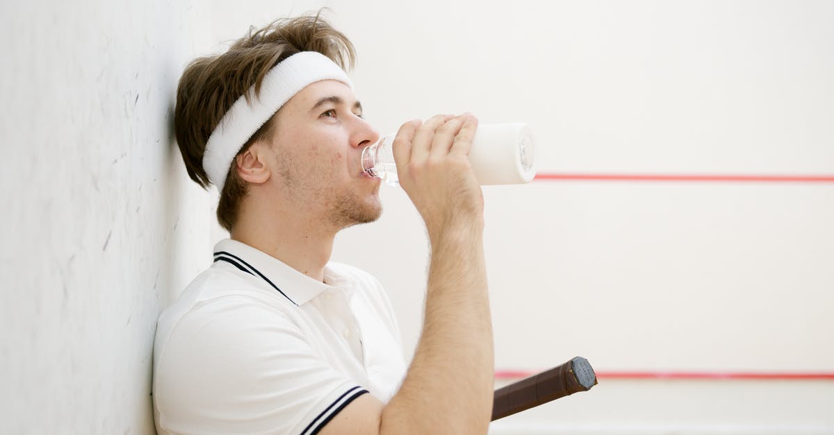 How to carry a Squash racket on Thai Airways? - Side View of a Squash Player Drinking Water