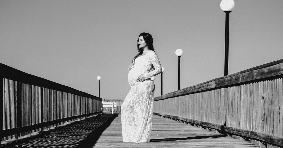 How to decide on travel to possible Zika zone while pregnant - Grayscale Photo of Pregnant Woman Wearing Maxi Dress