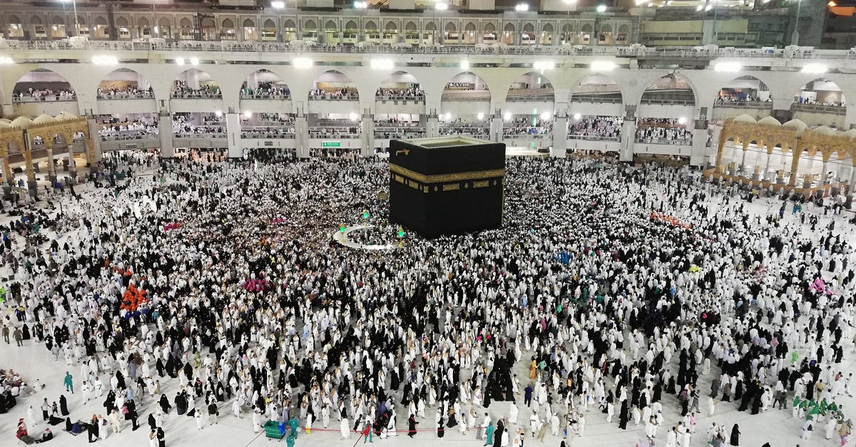 How to get a Schengen visa from Saudi Arabia? - From above of crowded square around Kaaba cube in Great Mosque of Mecca at night time